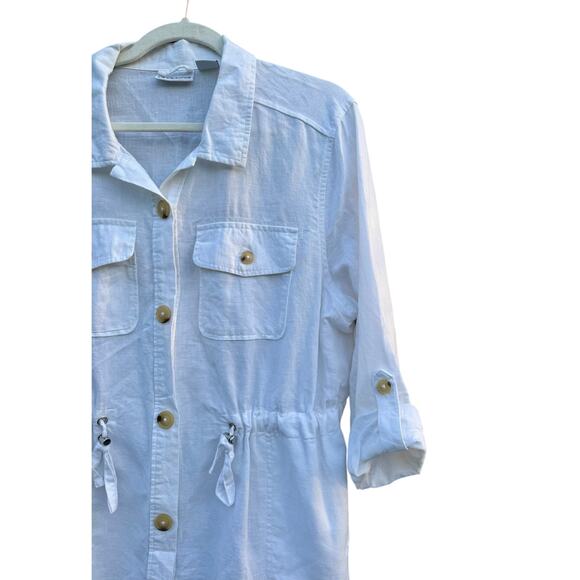 Liz Claiborn LINEN/COTTON white safari jacket/ top size Mediumn - Picture 5 of 5